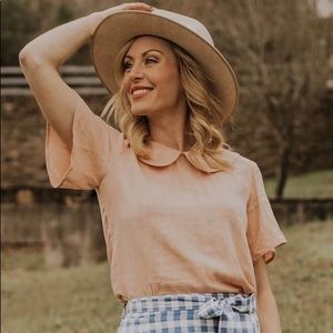 Roolee peach/pink blouse/top. Size large